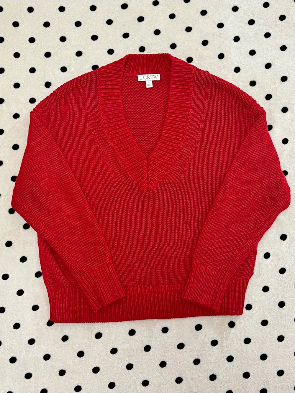J. Crew Cotton V-Neck Red Sweater Size XS